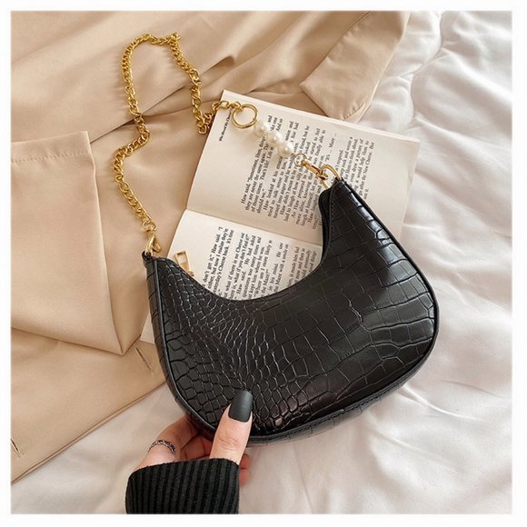 Crocodile retro armpit bag, ins chain, cross-body bag, Crescent bag - Picture 2 of 2